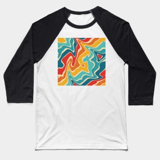 Liquid Retro Rainbow Sunset Repeat Pattern Baseball T-Shirt